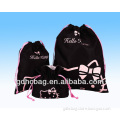 2014 Best Selling Promotional bag 210D polyester Black Hello Kitty Printing Drawstring Bag